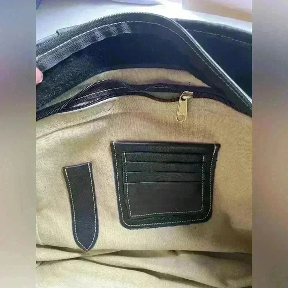 TANNERS CREEK LEATHER DESIGNS Black And Brown Purse Genuine Soft Pebbled Leather - Picture 8 of 14